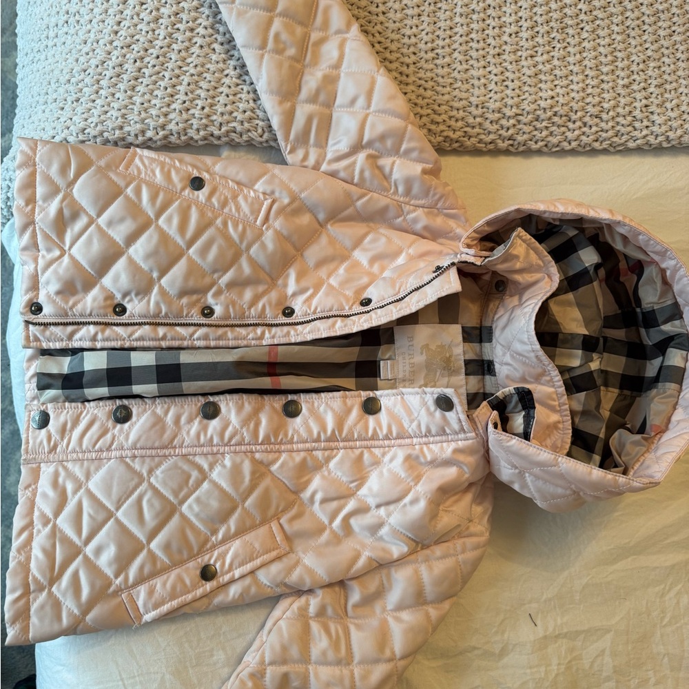 Burberry Kids Pink Quilted Jacket. 3T